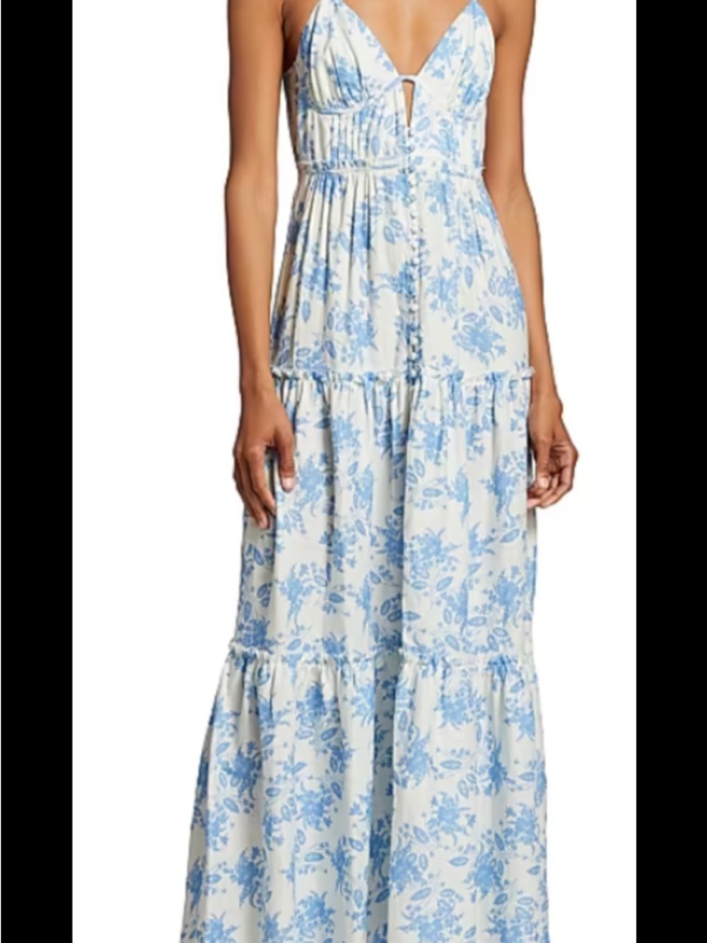 LoveShackFancy Blue and White Floral Maxi Dress